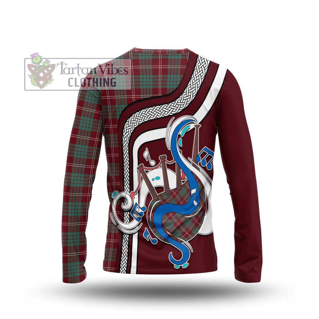 Tartan Vibes Clothing Crawford Modern Tartan Long Sleeve T-Shirt with Epic Bagpipe Style