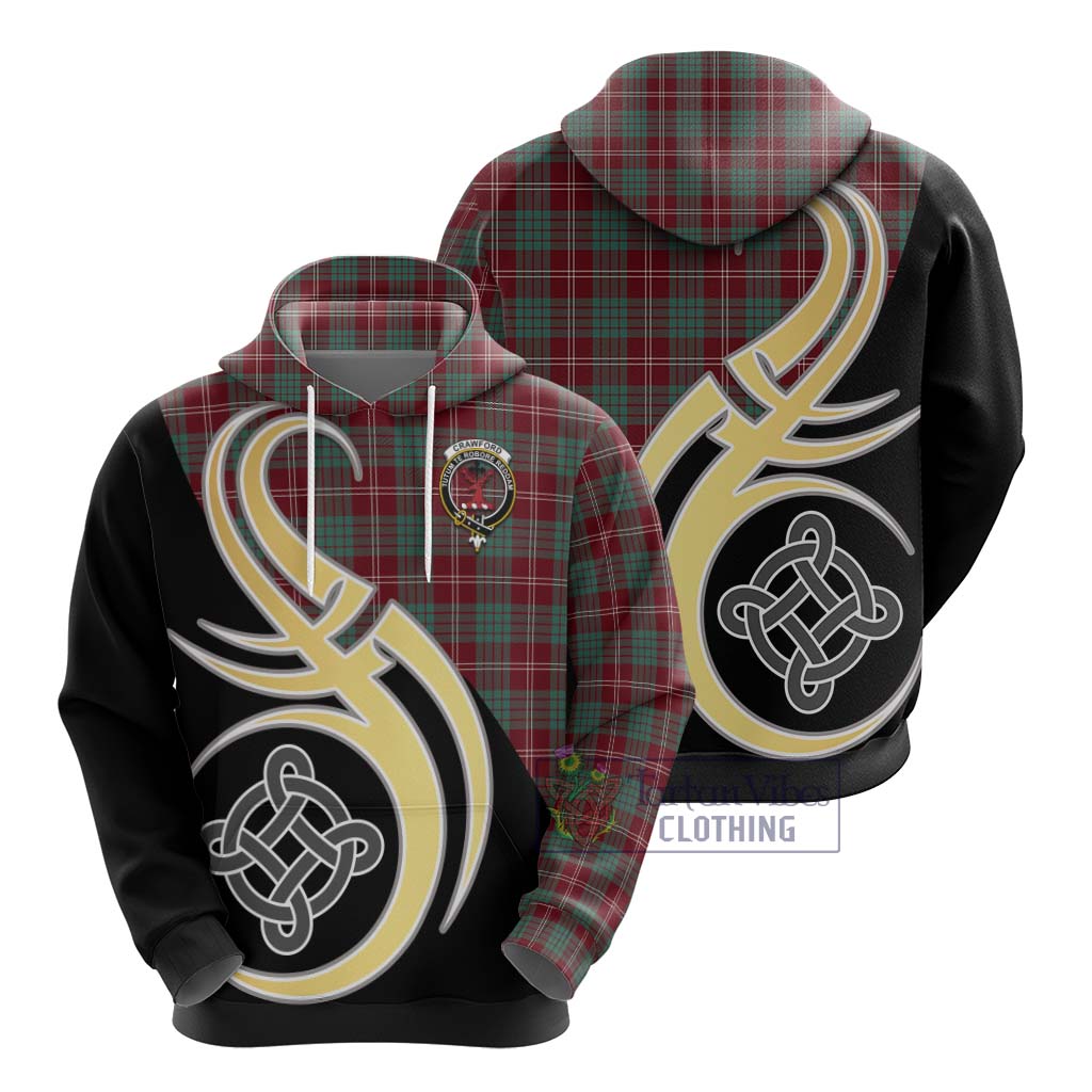 Tartan Vibes Clothing Crawford Modern Tartan Hoodie with Family Crest and Celtic Symbol Style