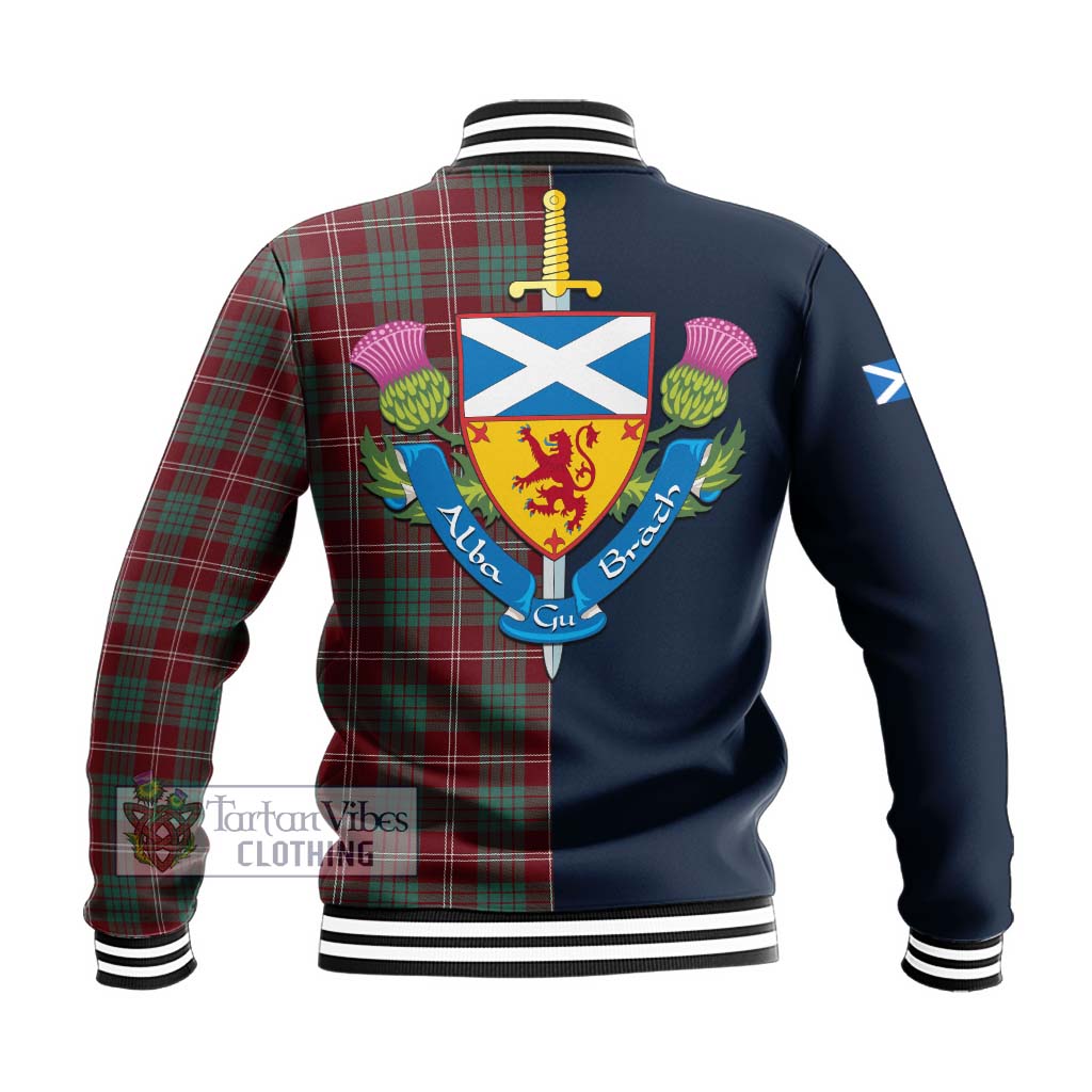 Tartan Vibes Clothing Crawford Modern Tartan Baseball Jacket with Scottish Lion Royal Arm Half Style