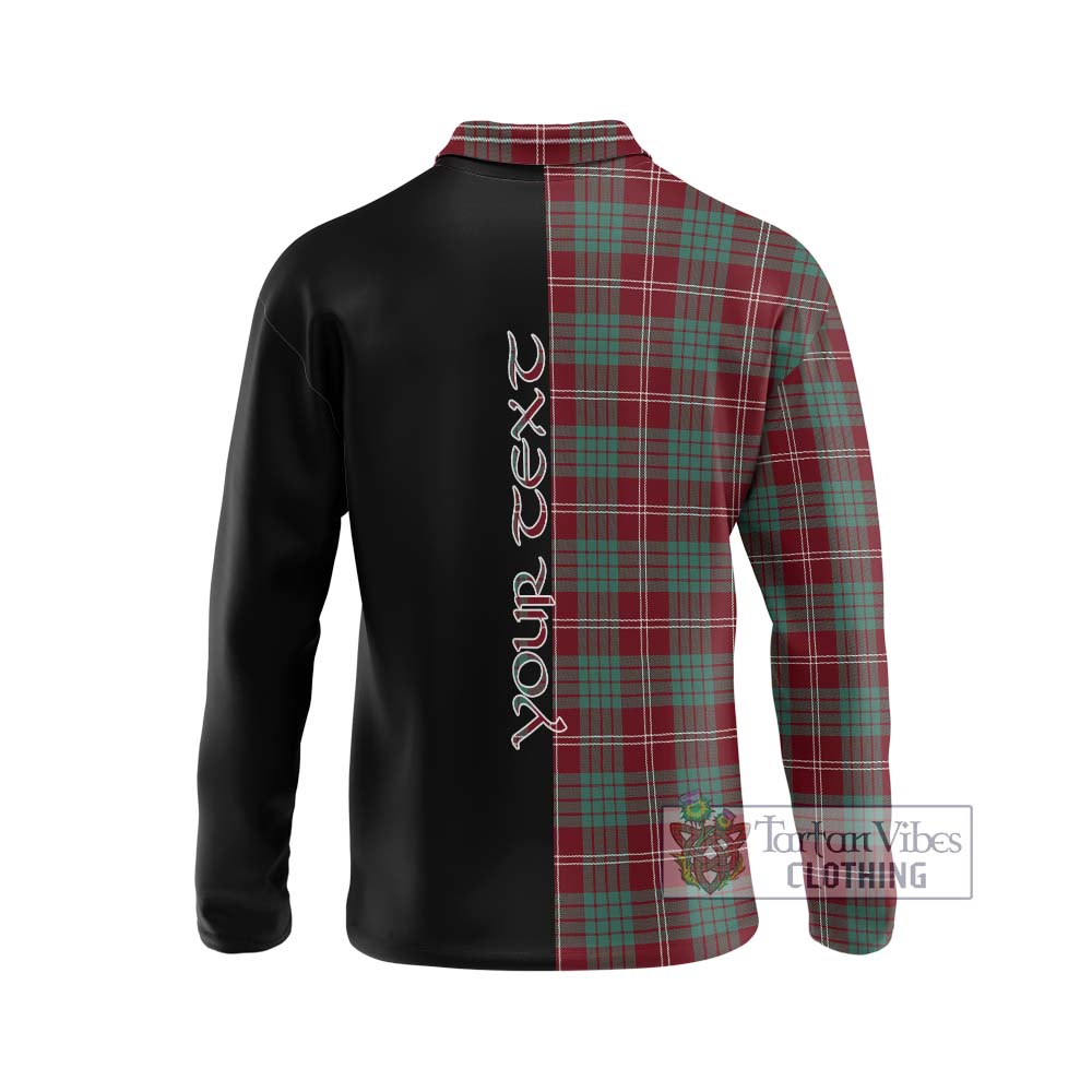 Tartan Vibes Clothing Crawford Modern Tartan Long Sleeve Polo Shirt with Family Crest and Half Of Me Style