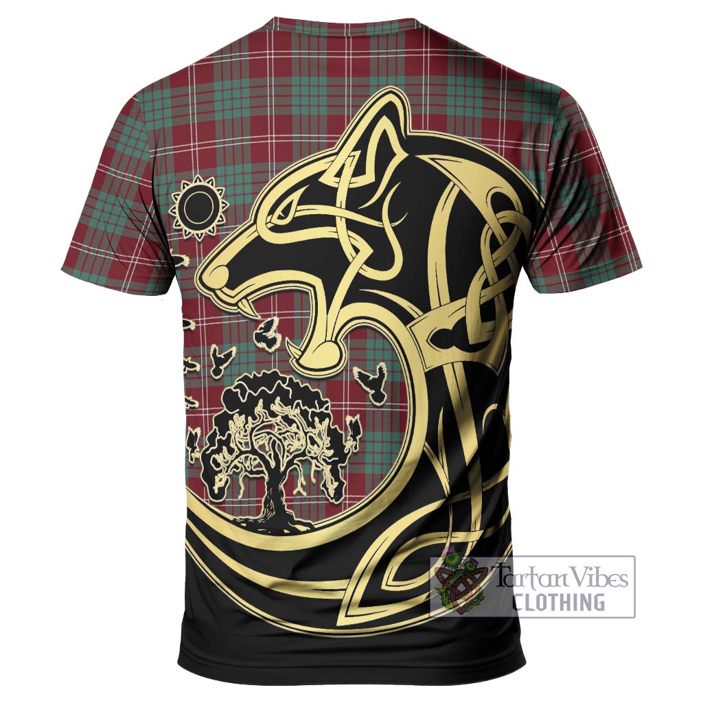 Tartan Vibes Clothing Crawford Modern Tartan T-Shirt with Family Crest Celtic Wolf Style