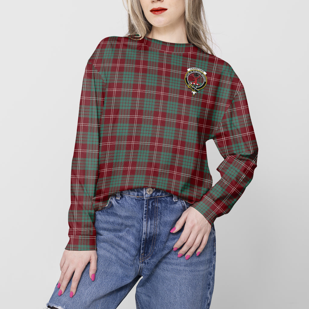 Crawford Modern Tartan Sweatshirt with Family Crest - Tartan Vibes Clothing