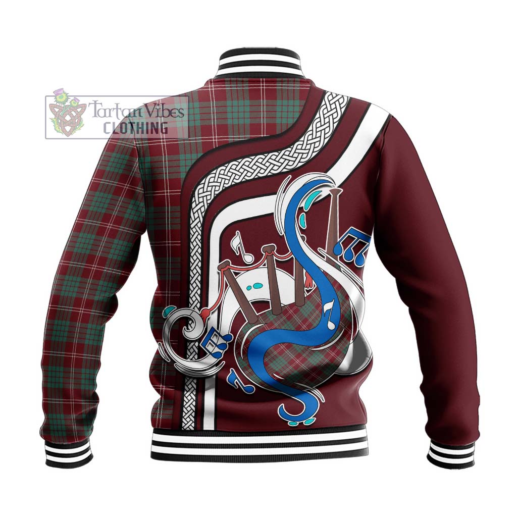 Tartan Vibes Clothing Crawford Modern Tartan Baseball Jacket with Epic Bagpipe Style