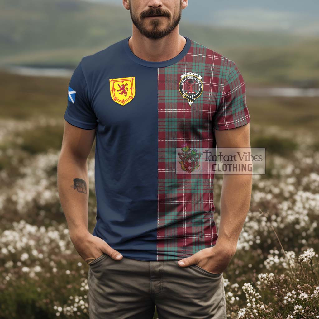 Tartan Vibes Clothing Crawford Modern Tartan T-Shirt Alba with Scottish Lion Royal Arm Half Style