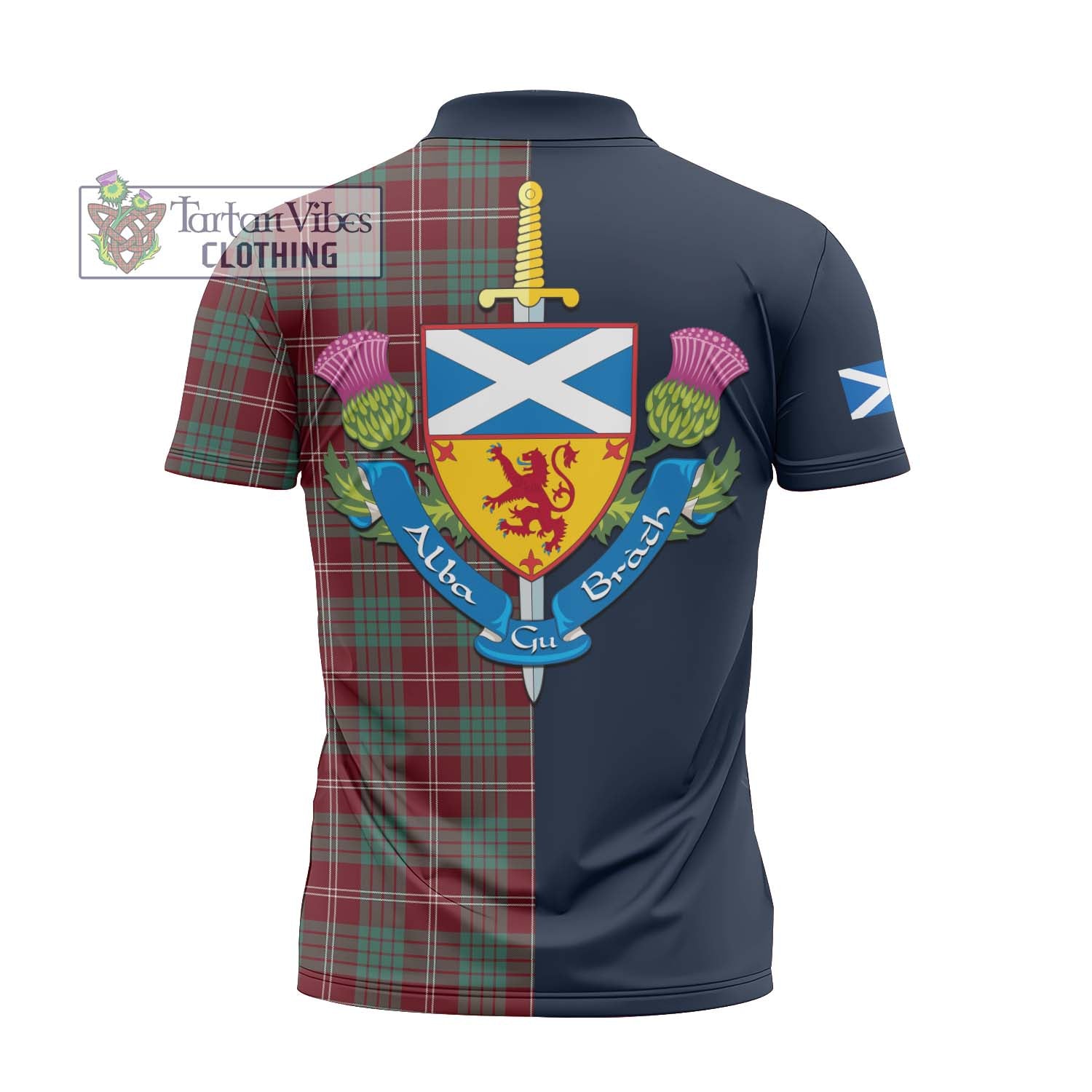 Tartan Vibes Clothing Crawford Modern Tartan Zipper Polo Shirt with Scottish Lion Royal Arm Half Style