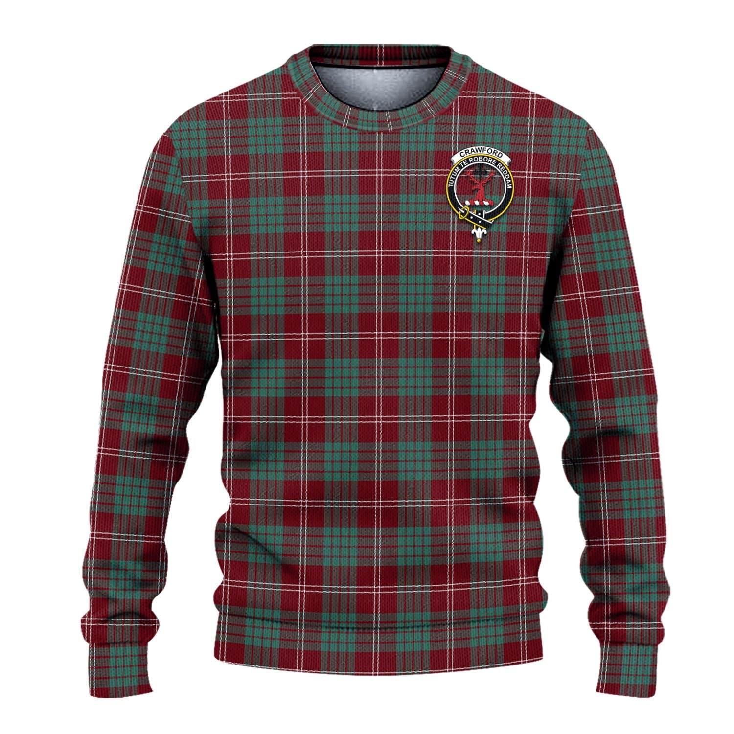 Crawford Modern Tartan Knitted Sweater with Family Crest - Tartanvibesclothing