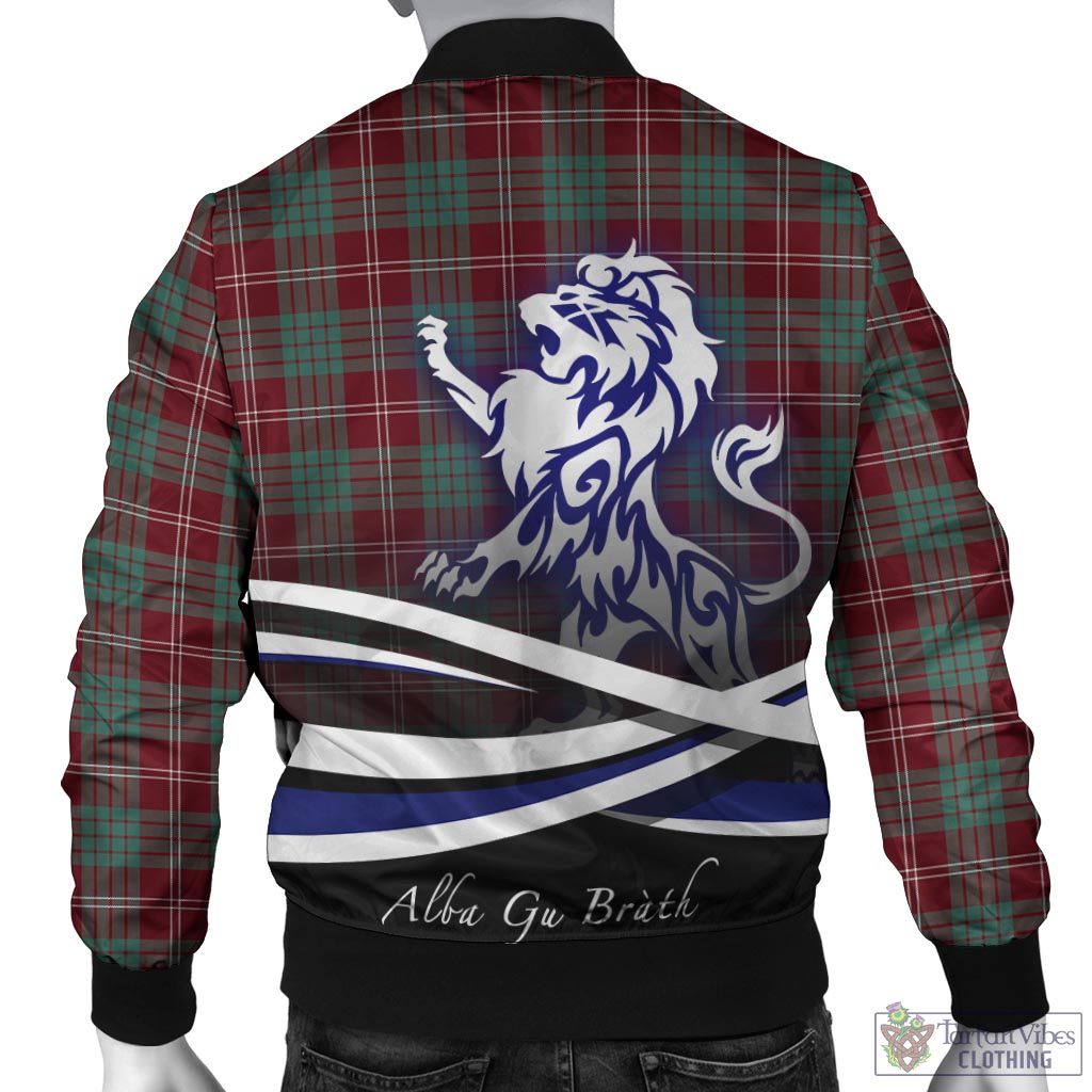 Tartan Vibes Clothing Crawford Modern Tartan Bomber Jacket with Alba Gu Brath Regal Lion Emblem