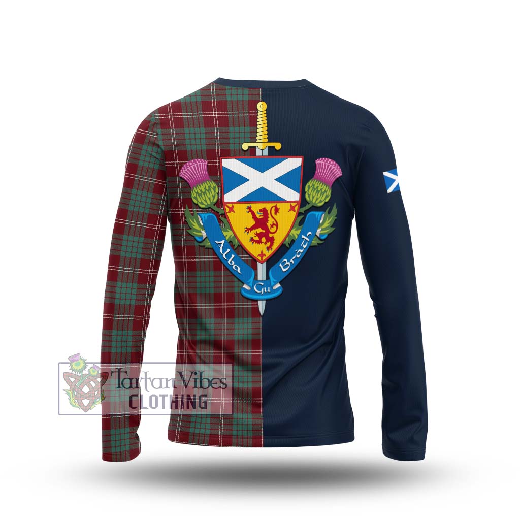 Tartan Vibes Clothing Crawford Modern Tartan Long Sleeve T-Shirt with Scottish Lion Royal Arm Half Style