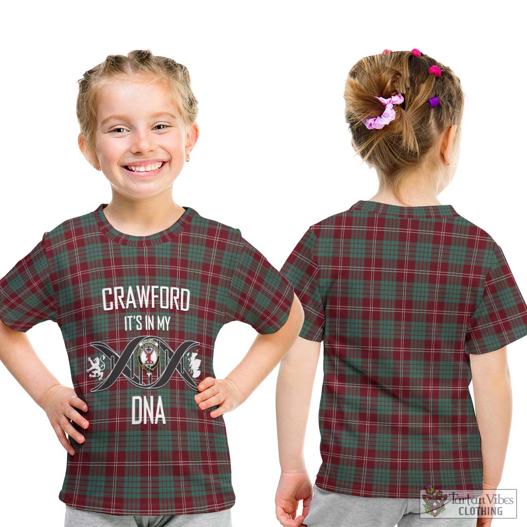 Tartan Vibes Clothing Crawford Modern Tartan Kid T-Shirt with Family Crest DNA In Me Style