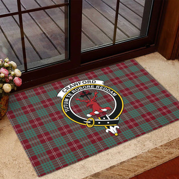 Crawford Modern Tartan Door Mat with Family Crest