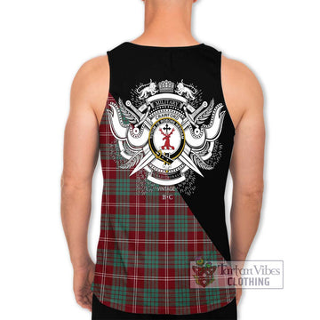 Crawford Modern Tartan Men's Tank Top with Family Crest and Military Logo Style