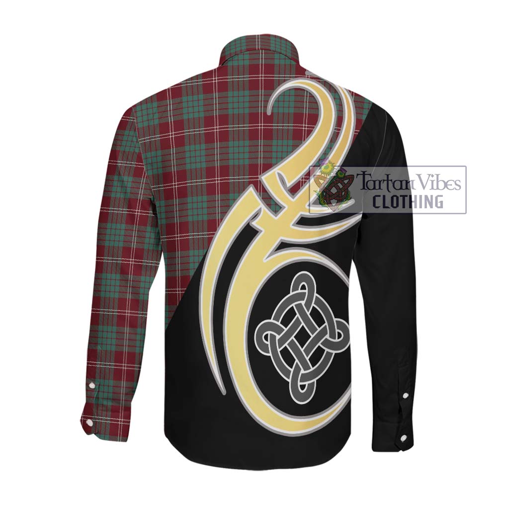 Tartan Vibes Clothing Crawford Modern Tartan Long Sleeve Button Shirt with Family Crest and Celtic Symbol Style