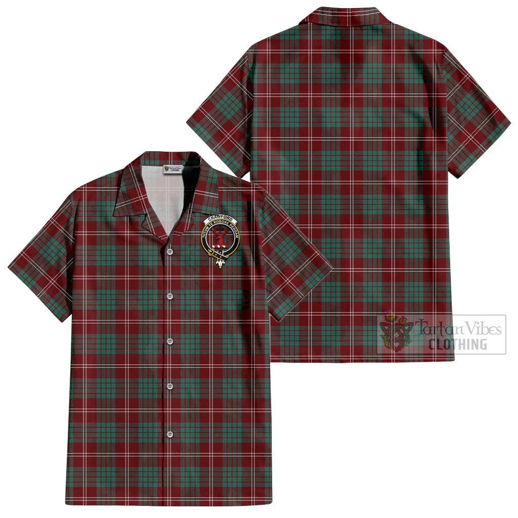 Tartan Vibes Clothing Crawford Modern Tartan Cotton Hawaiian Shirt with Family Crest