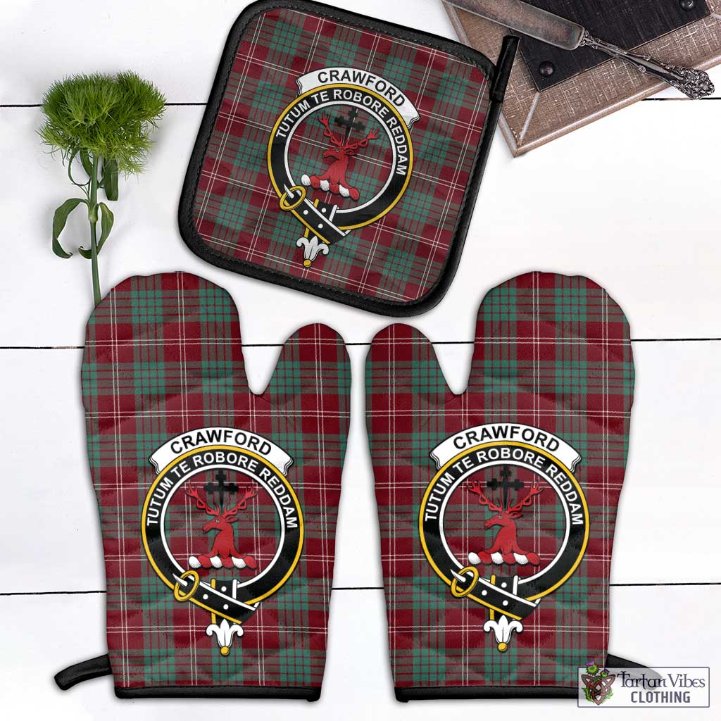 Tartan Vibes Clothing Crawford Modern Tartan Combo Oven Mitt & Pot-Holder with Family Crest