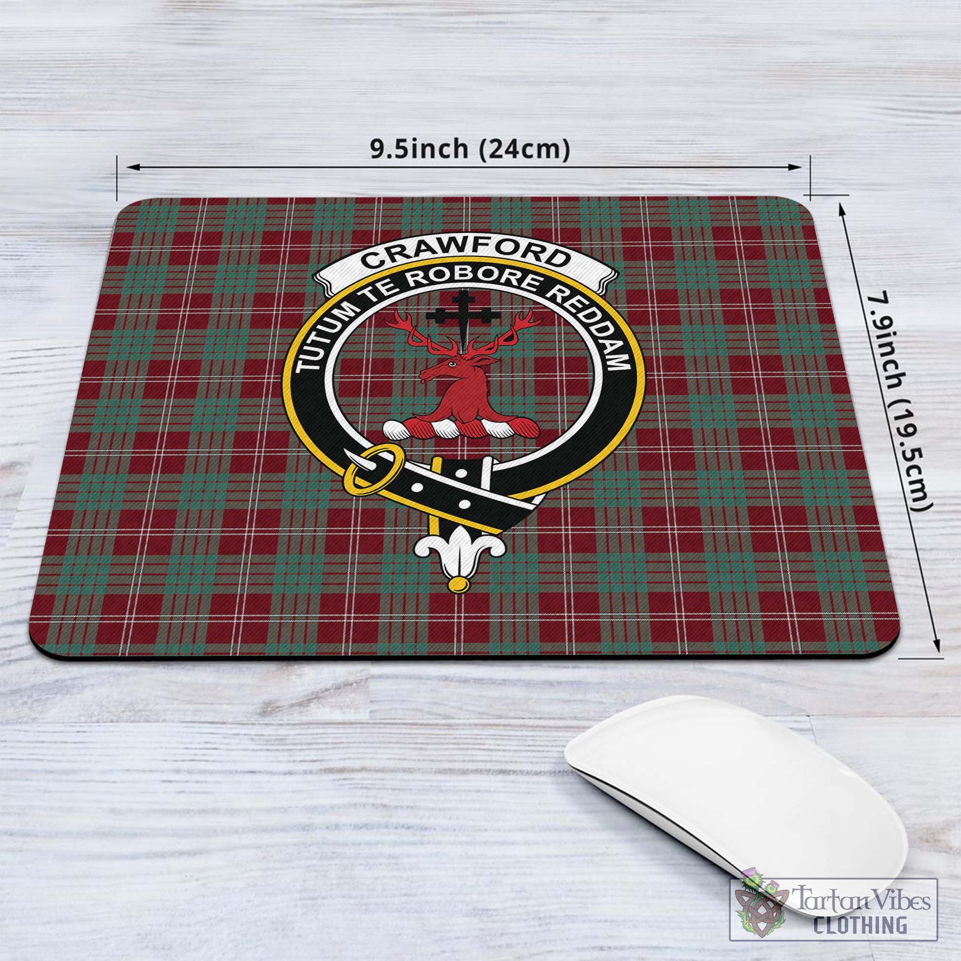 Tartan Vibes Clothing Crawford Modern Tartan Mouse Pad with Family Crest