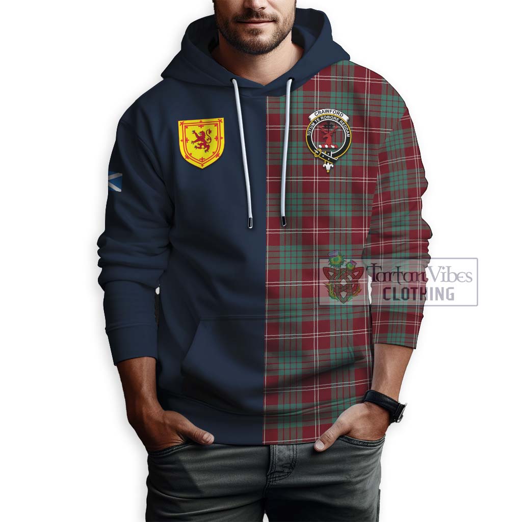 Tartan Vibes Clothing Crawford Modern Tartan Hoodie with Scottish Lion Royal Arm Half Style