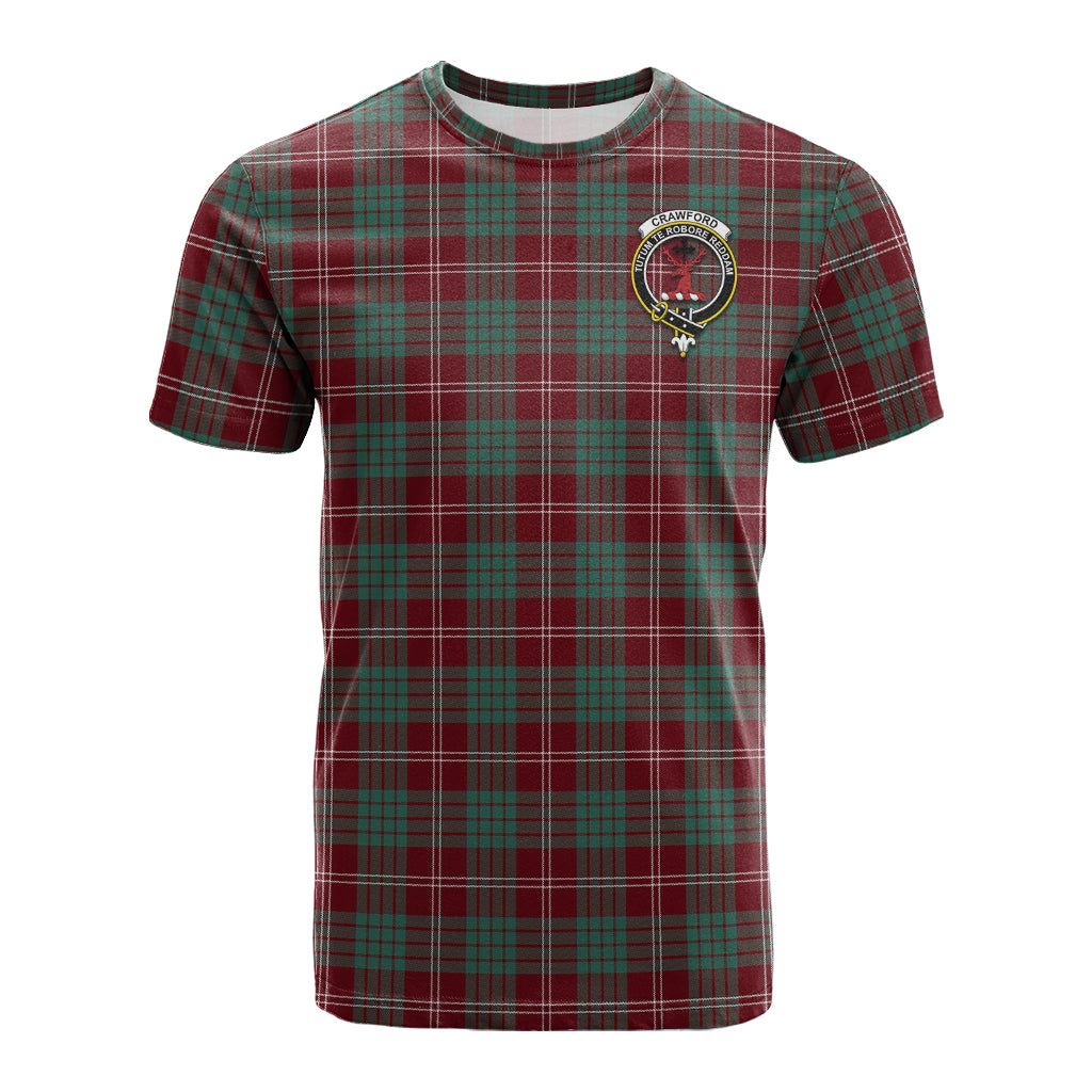 Crawford Modern Tartan T-Shirt with Family Crest - Tartan Vibes Clothing