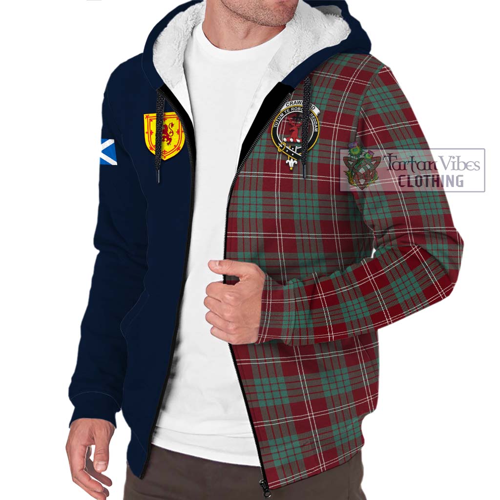 Tartan Vibes Clothing Crawford Modern Tartan Sherpa Hoodie with Scottish Lion Royal Arm Half Style