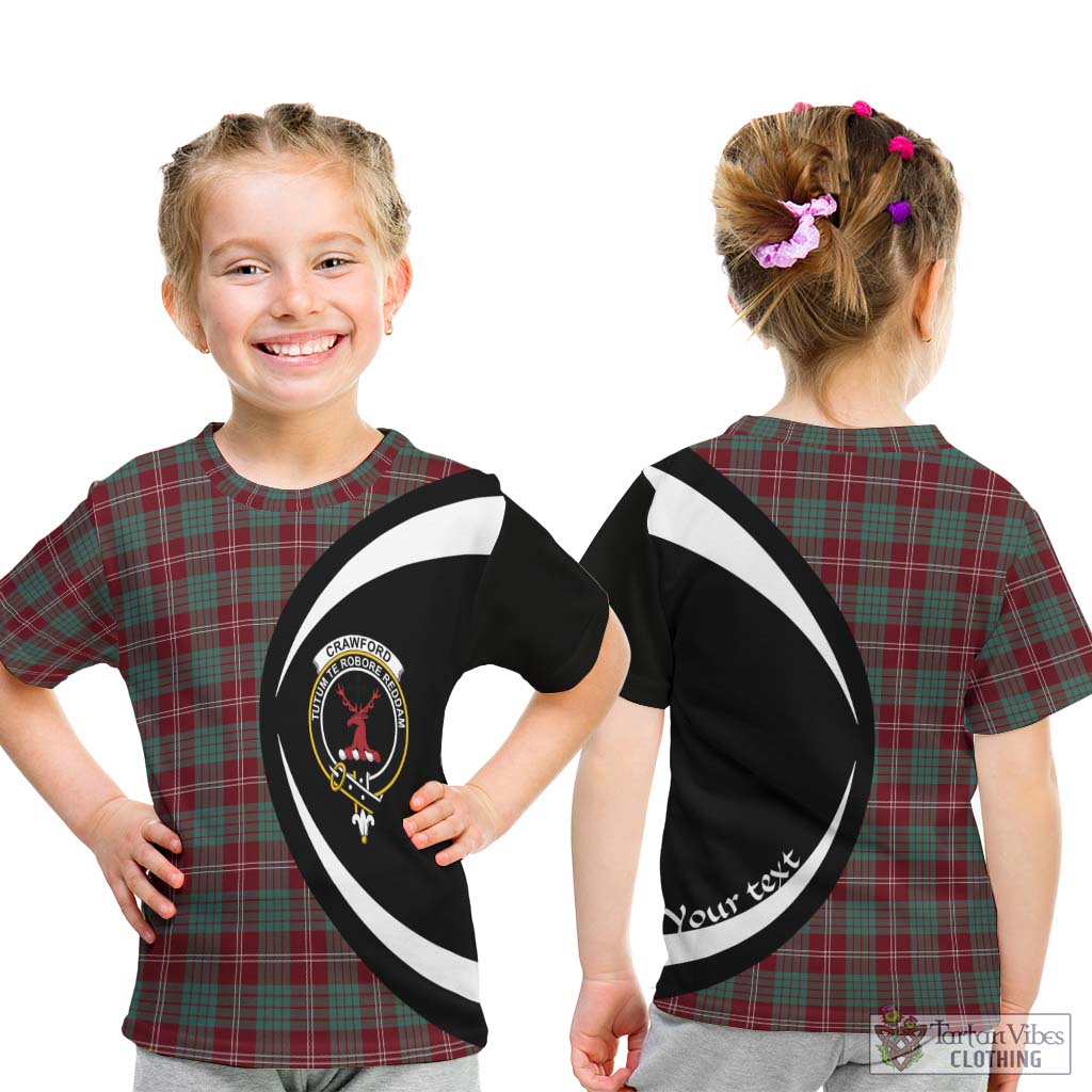 Tartan Vibes Clothing Crawford Modern Tartan Kid T-Shirt with Family Crest Circle Style