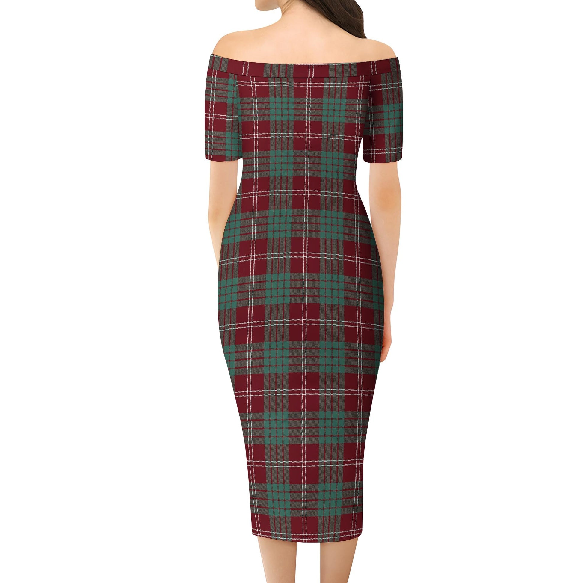 Crawford Modern Tartan Off Shoulder Lady Dress - Tartanvibesclothing