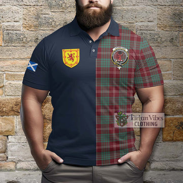 Crawford Modern Tartan Polo Shirt with Scottish Lion Royal Arm Half Style