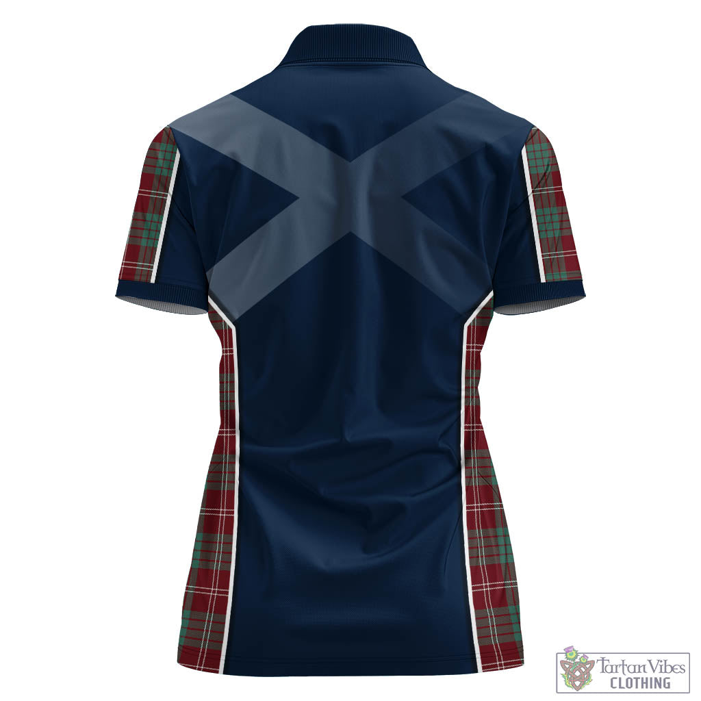 Tartan Vibes Clothing Crawford Modern Tartan Women's Polo Shirt with Family Crest and Scottish Thistle Vibes Sport Style