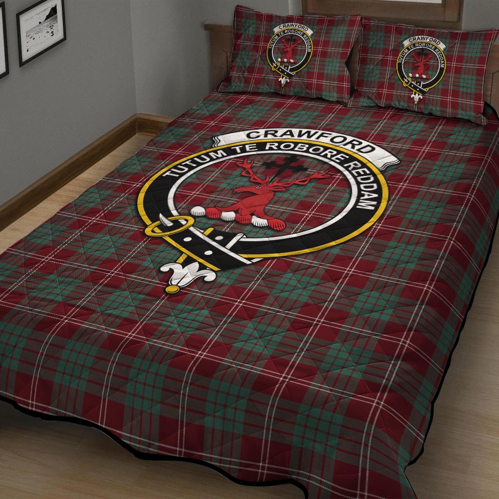 Crawford Modern Tartan Quilt Bed Set with Family Crest - Tartanvibesclothing