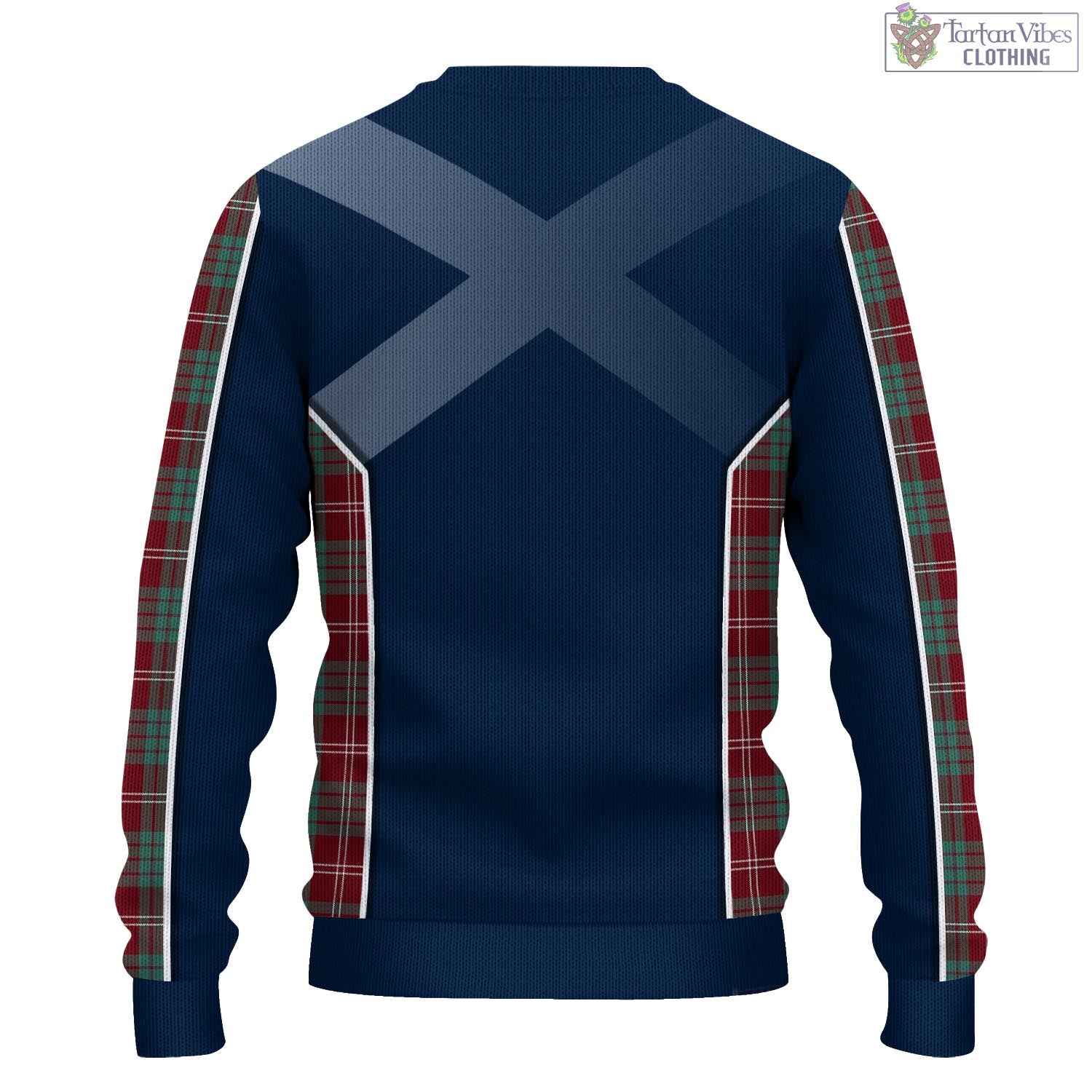 Tartan Vibes Clothing Crawford Modern Tartan Knitted Sweatshirt with Family Crest and Scottish Thistle Vibes Sport Style