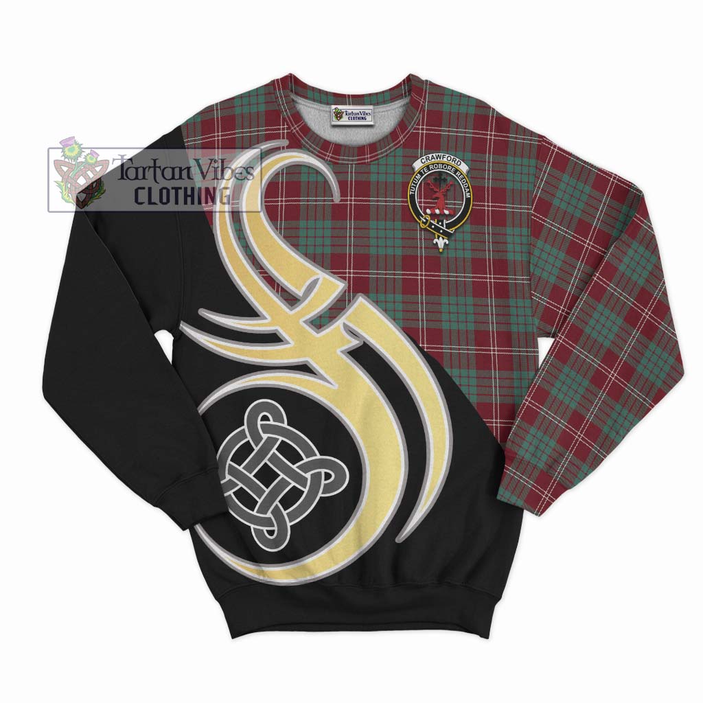 Tartan Vibes Clothing Crawford Modern Tartan Sweatshirt with Family Crest and Celtic Symbol Style