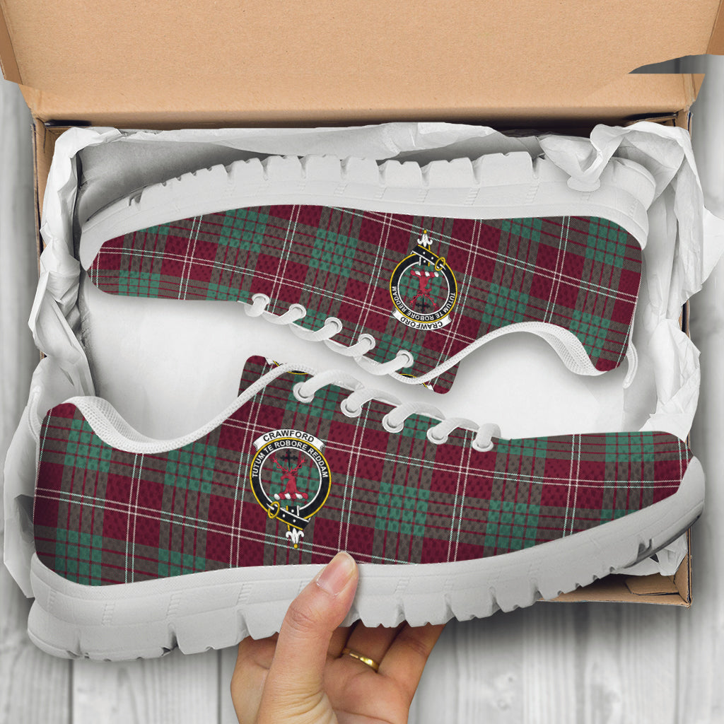 Crawford Modern Tartan Sneakers with Family Crest - Tartan Vibes Clothing