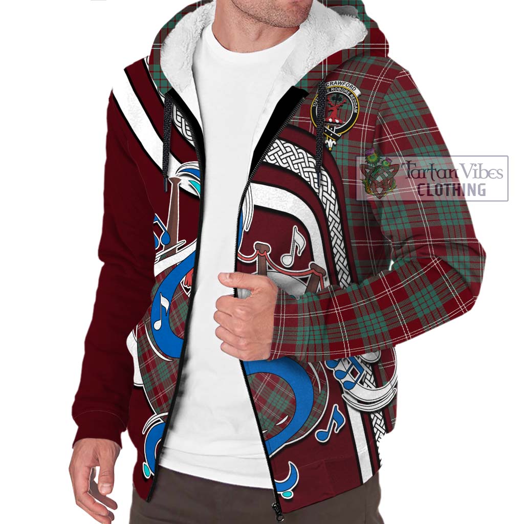 Tartan Vibes Clothing Crawford Modern Tartan Sherpa Hoodie with Epic Bagpipe Style