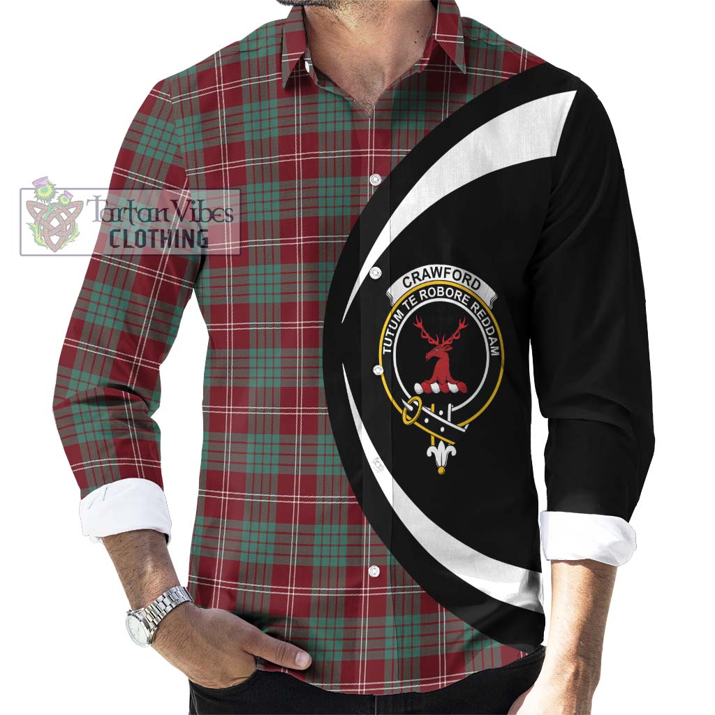 Tartan Vibes Clothing Crawford Modern Tartan Long Sleeve Button Up with Family Crest Circle Style