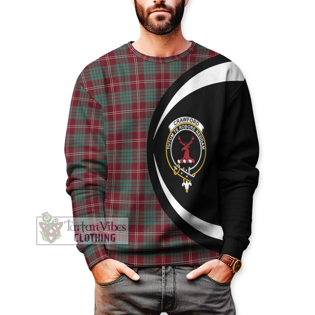 Tartan Vibes Clothing Crawford Modern Tartan Sweatshirt with Family Crest Circle Style