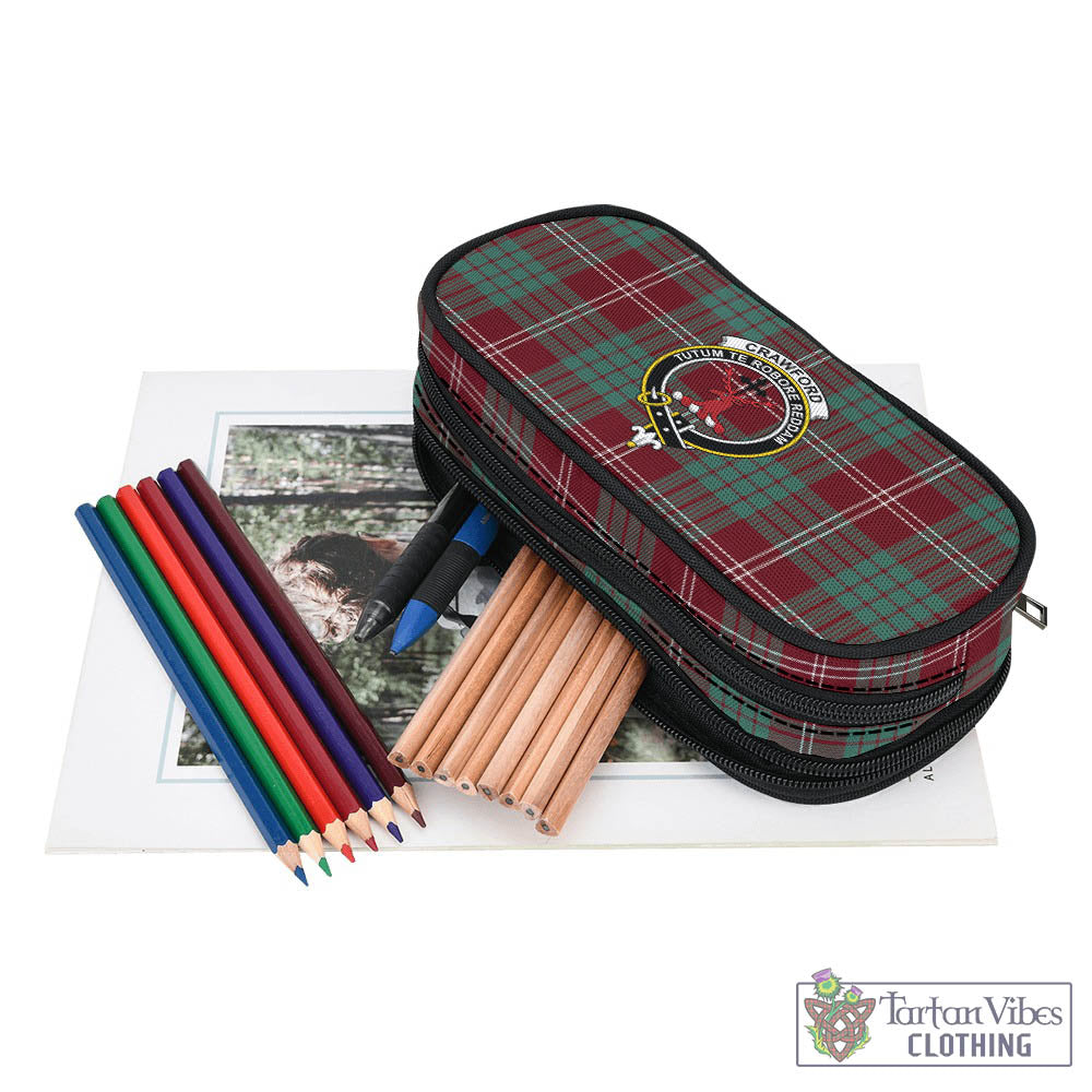 Tartan Vibes Clothing Crawford Modern Tartan Pen and Pencil Case with Family Crest