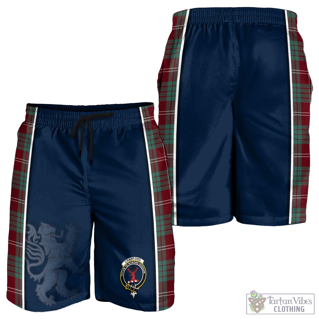 Tartan Vibes Clothing Crawford Modern Tartan Men's Shorts with Family Crest and Lion Rampant Vibes Sport Style