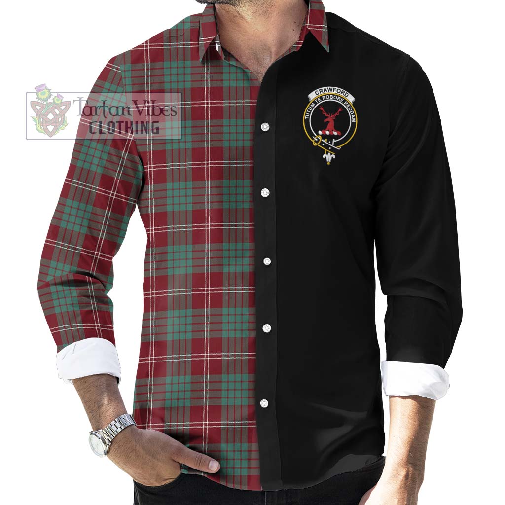 Tartan Vibes Clothing Crawford Modern Tartan Long Sleeve Button Shirt with Family Crest and Half Of Me Style