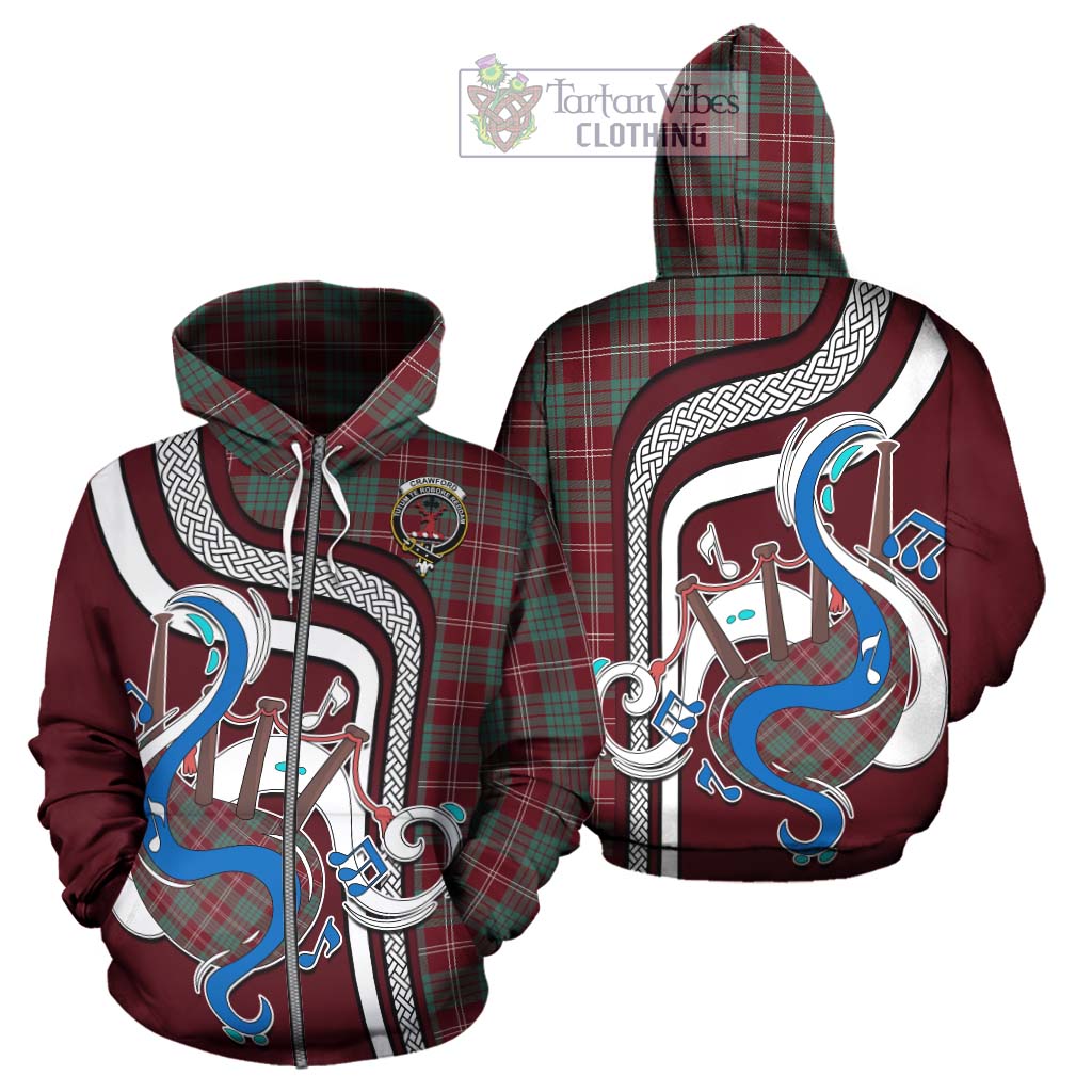 Tartan Vibes Clothing Crawford Modern Tartan Hoodie with Epic Bagpipe Style