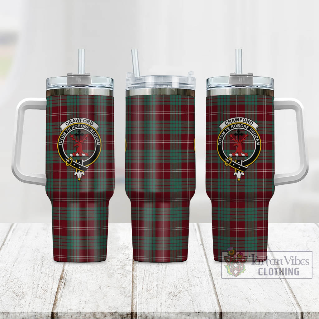 Tartan Vibes Clothing Crawford Modern Tartan and Family Crest Tumbler with Handle