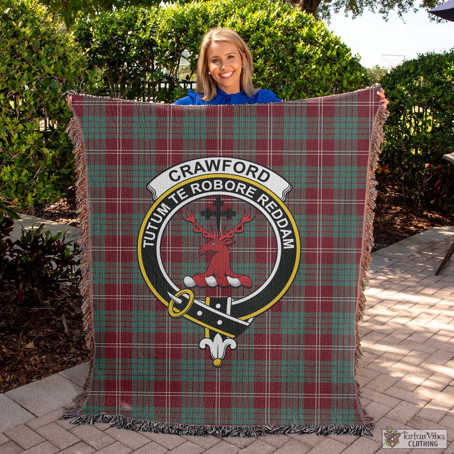 Tartan Vibes Clothing Crawford Modern Tartan Woven Blanket with Family Crest