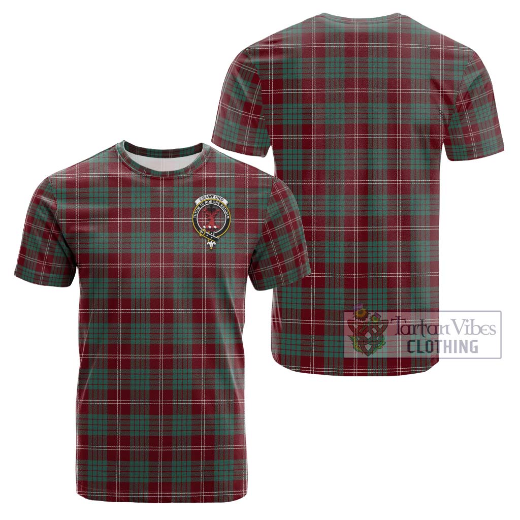 Tartan Vibes Clothing Crawford Modern Tartan Cotton T-Shirt with Family Crest