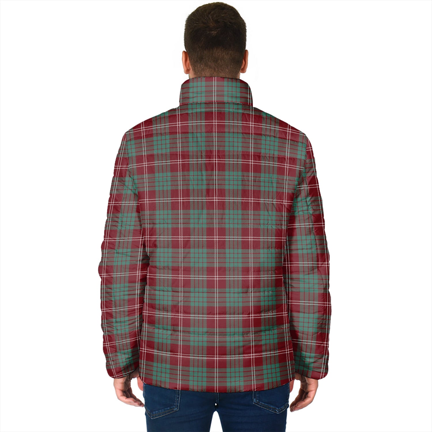 Crawford Modern Tartan Padded Jacket with Family Crest - Tartanvibesclothing