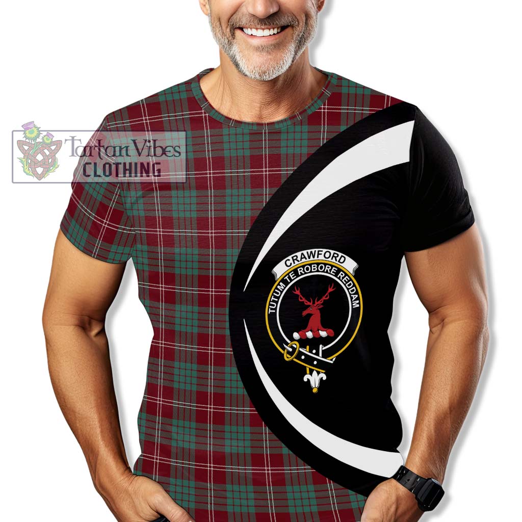 Tartan Vibes Clothing Crawford Modern Tartan T-Shirt with Family Crest Circle Style