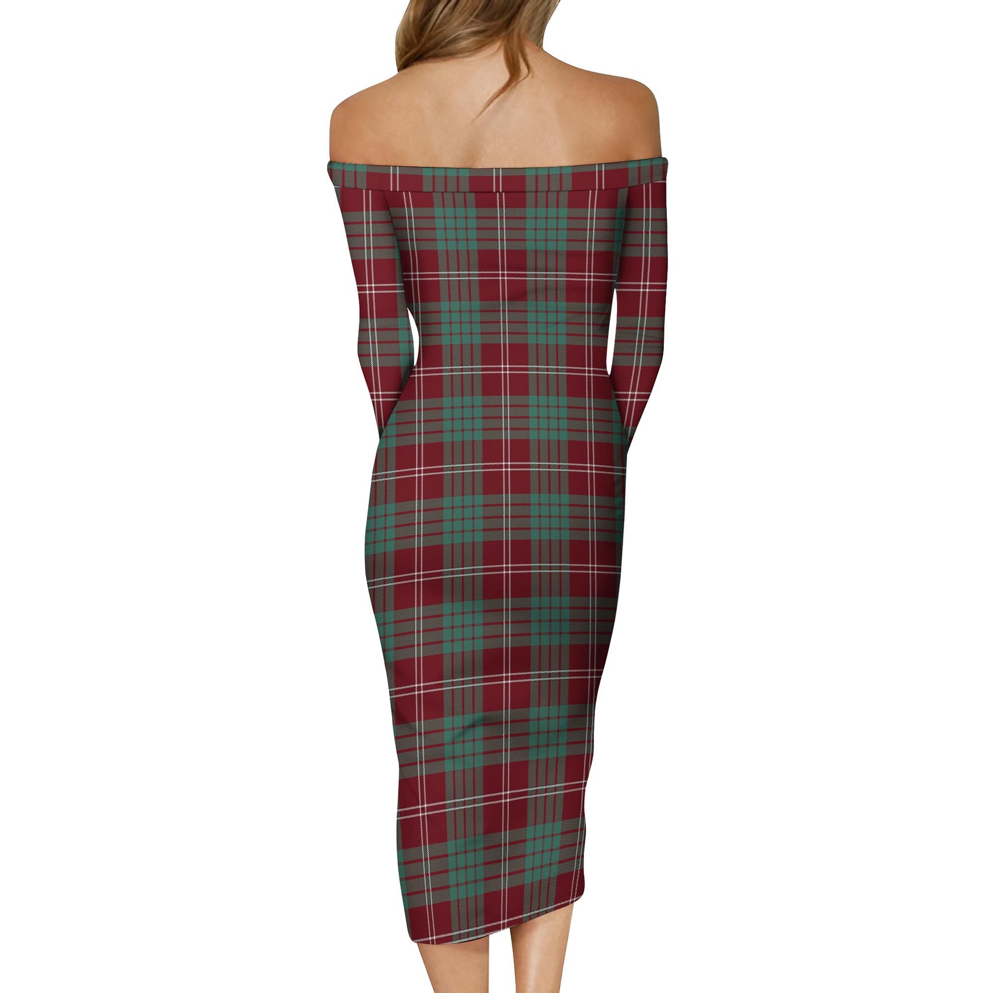 Crawford Modern Tartan Off Shoulder Lady Dress - Tartanvibesclothing