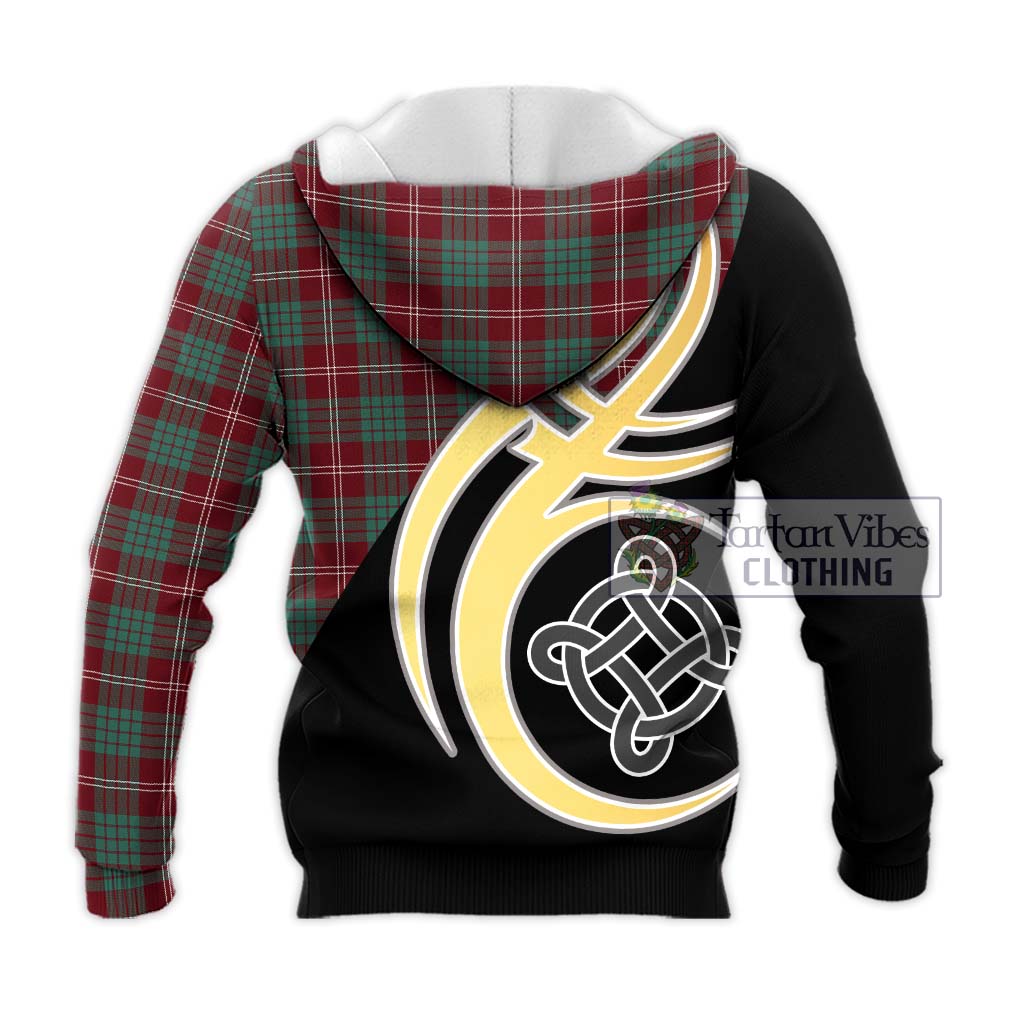 Tartan Vibes Clothing Crawford Modern Tartan Knitted Hoodie with Family Crest and Celtic Symbol Style