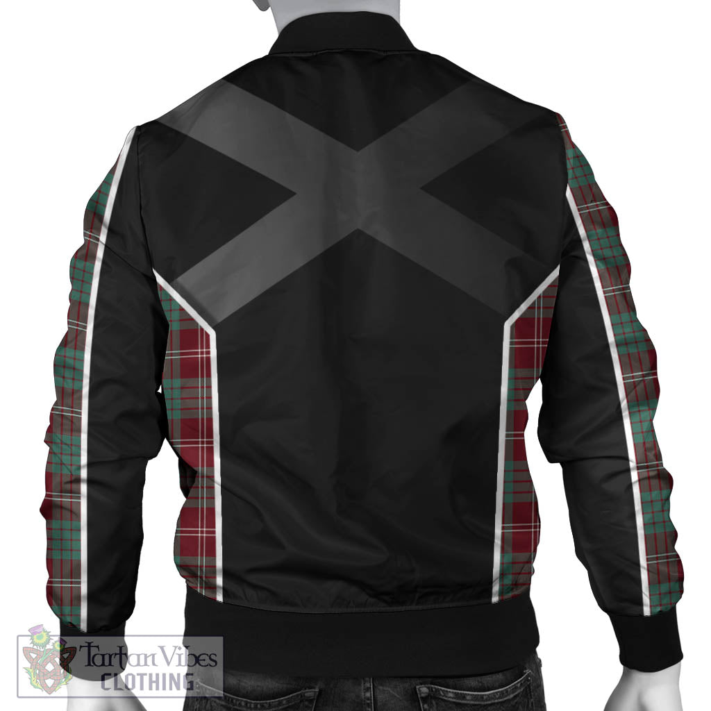 Tartan Vibes Clothing Crawford Modern Tartan Bomber Jacket with Family Crest and Scottish Thistle Vibes Sport Style