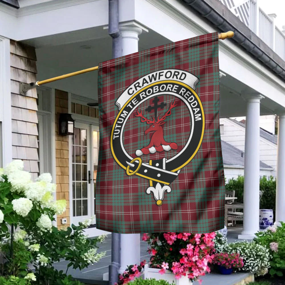 Crawford Modern Tartan Flag with Family Crest - Tartan Vibes Clothing