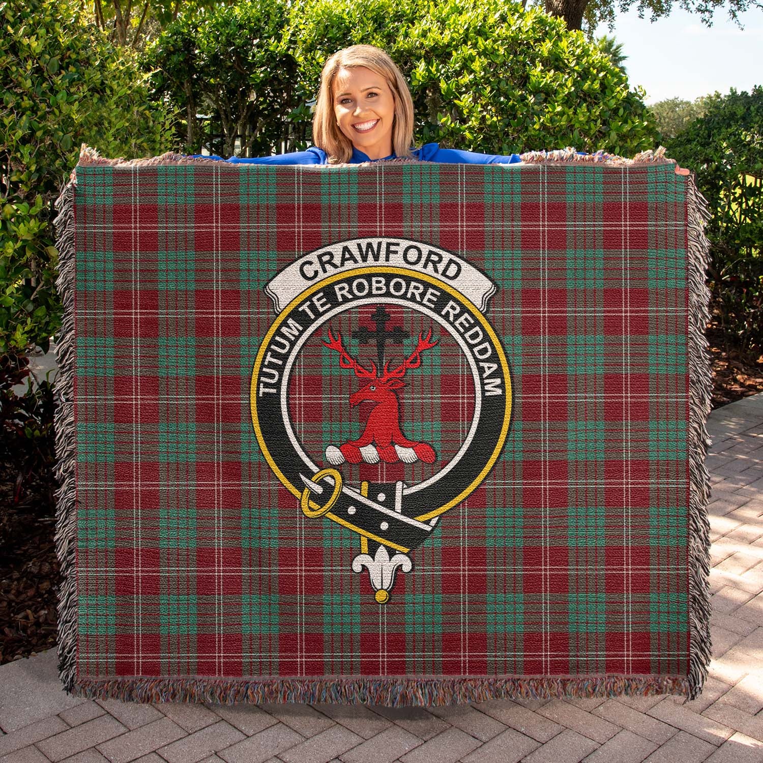 Tartan Vibes Clothing Crawford Modern Tartan Woven Blanket with Family Crest