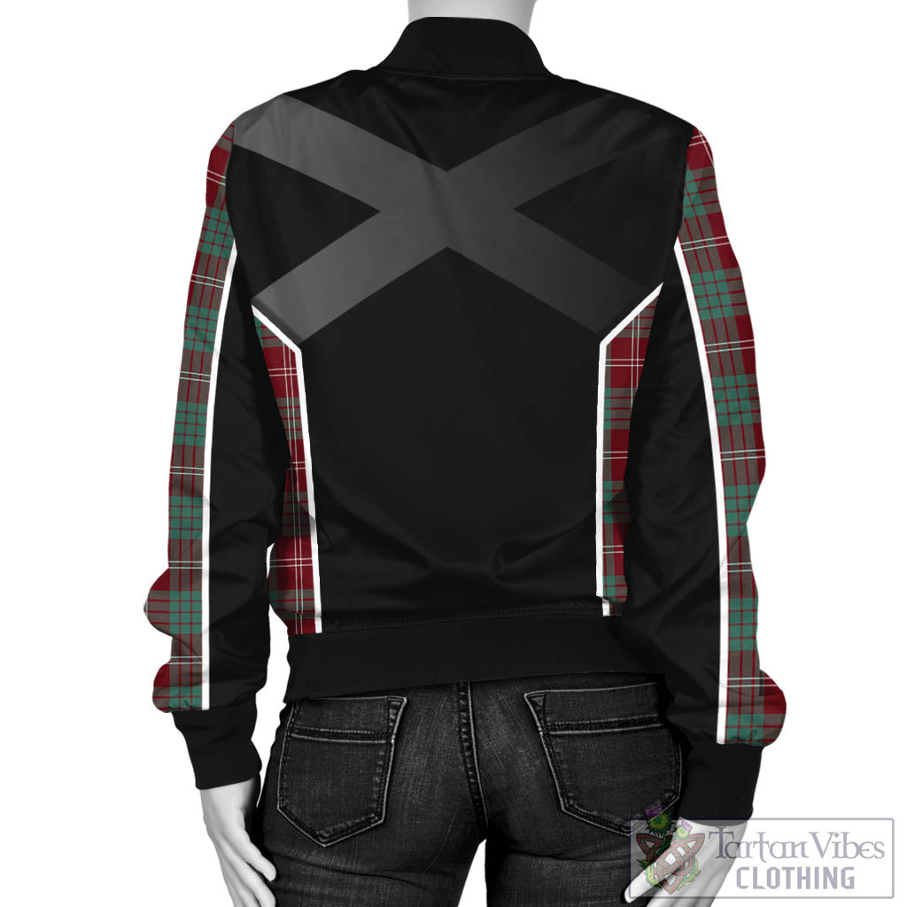 Tartan Vibes Clothing Crawford Modern Tartan Bomber Jacket with Family Crest and Scottish Thistle Vibes Sport Style