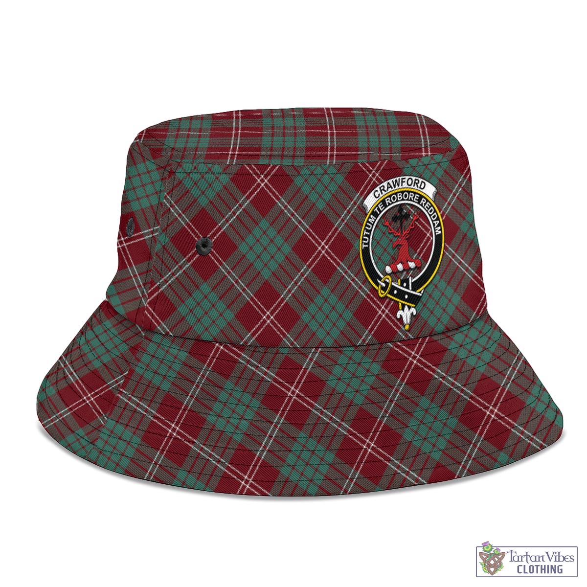 Tartan Vibes Clothing Crawford Modern Tartan Bucket Hat with Family Crest