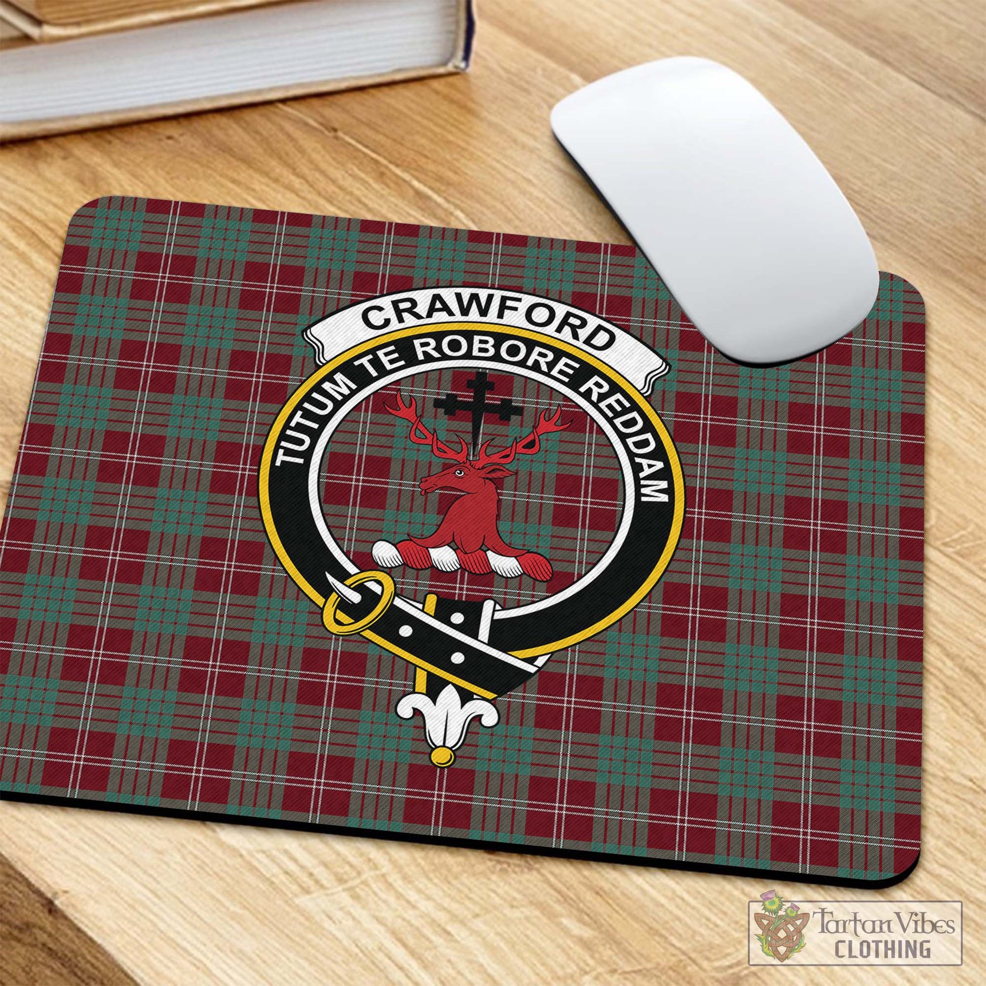 Tartan Vibes Clothing Crawford Modern Tartan Mouse Pad with Family Crest